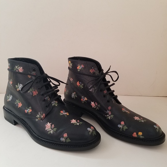 SAINT LAURENT Lolita Floral Ankle Boot Shoes - Picture 2 of 8